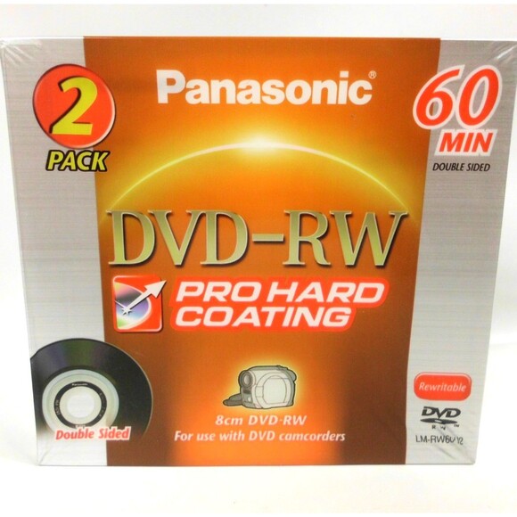 Panasonic DVD-RW 60 Min 2 Pack DVD Camcorder Tape Disc LM-RW60U2 Lot of 2 New - Picture 2 of 3